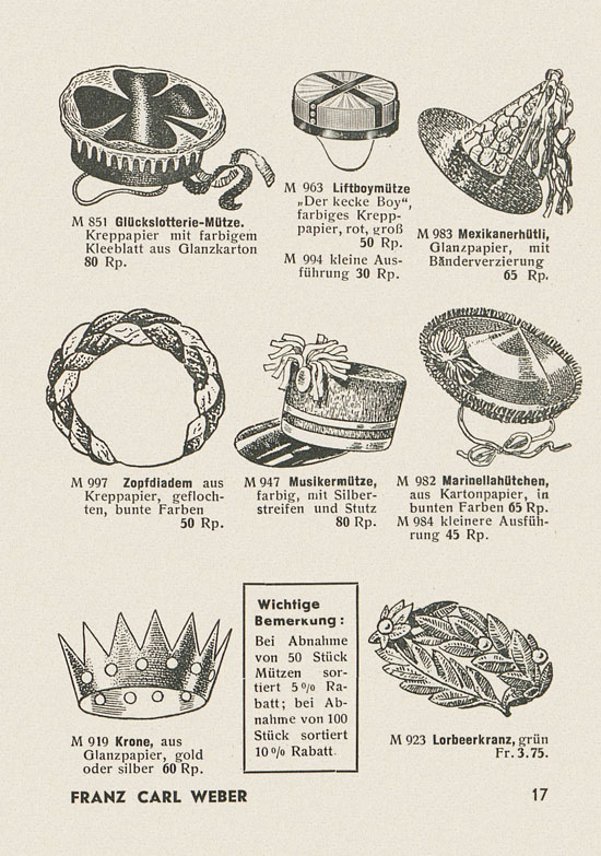 Franz Carl Weber Katalog Scherz, Ball und Fastnacht 1949