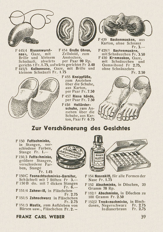 Franz Carl Weber Katalog Scherz, Ball und Fastnacht 1949