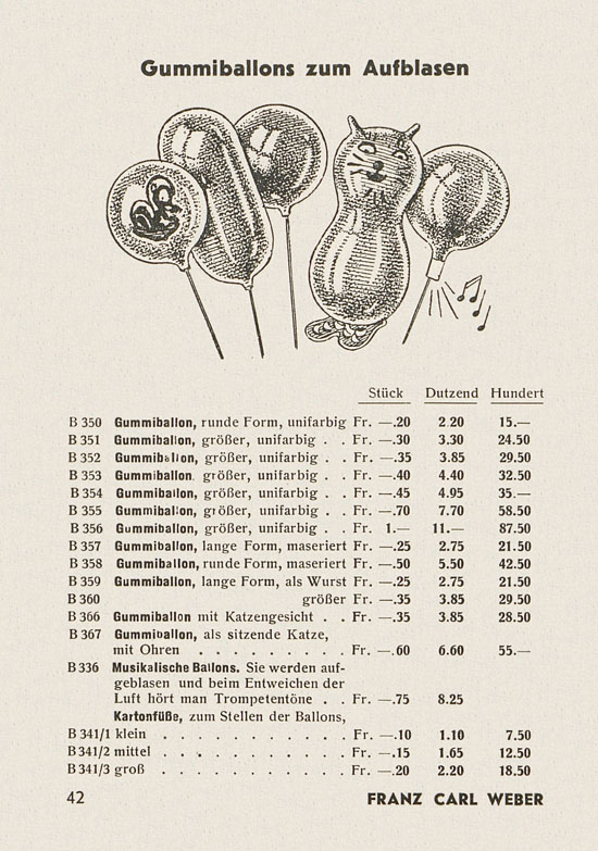 Franz Carl Weber Katalog Scherz, Ball und Fastnacht 1949