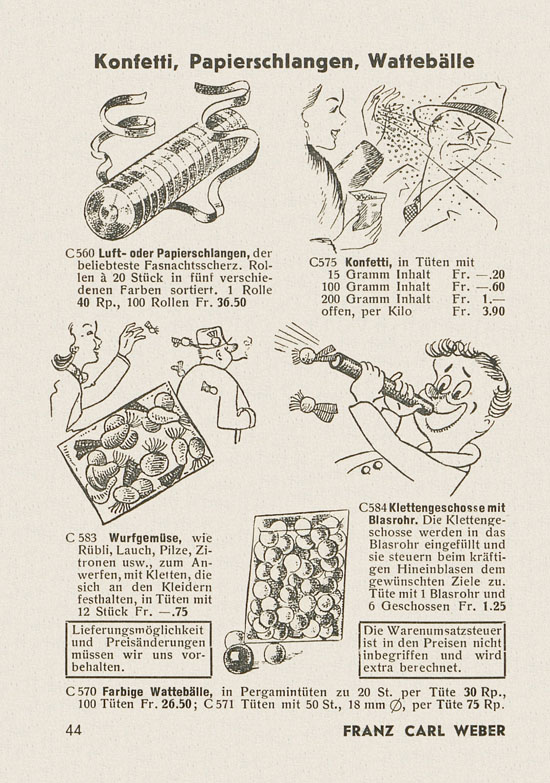 Franz Carl Weber Katalog Scherz, Ball und Fastnacht 1949