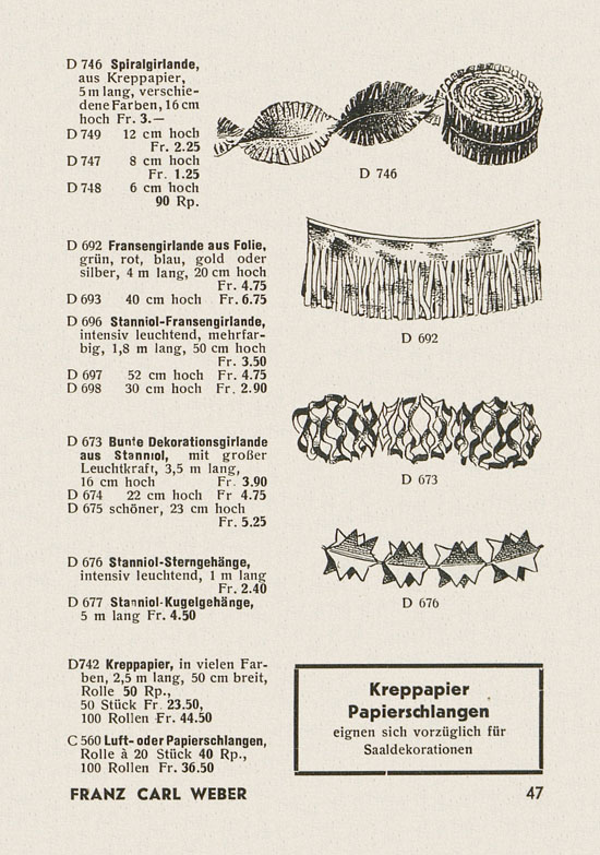 Franz Carl Weber Katalog Scherz, Ball und Fastnacht 1949