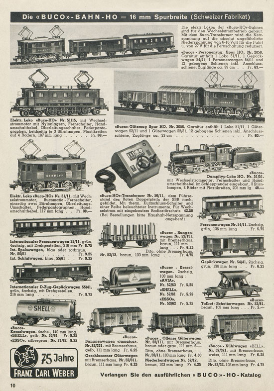 Franz Carl Weber AG Katalog Technische Spielwaren 1956 