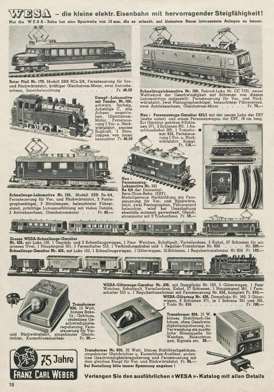 Franz Carl Weber AG Katalog Technische Spielwaren 1956 