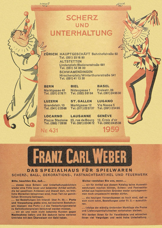 Franz Carl Weber Katalog Scherz und Unterhaltung 1959