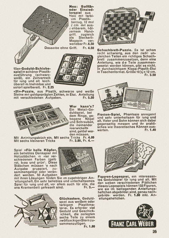 Franz Carl Weber Katalog Scherz und Unterhaltung 1959