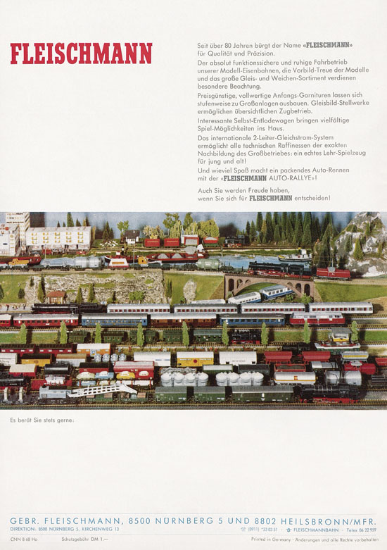 Fleischmann Katalog Modelleisenbahn Auto-Ralley 1968-1969