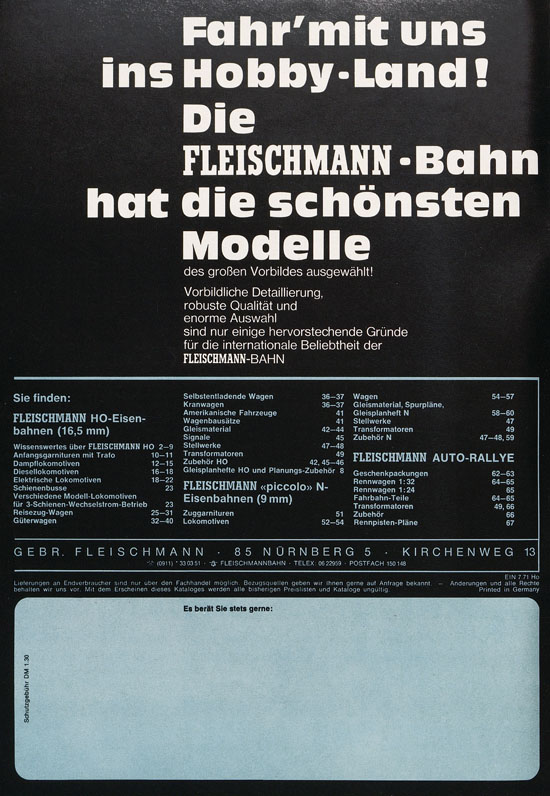 Fleischmann Katalog 1971