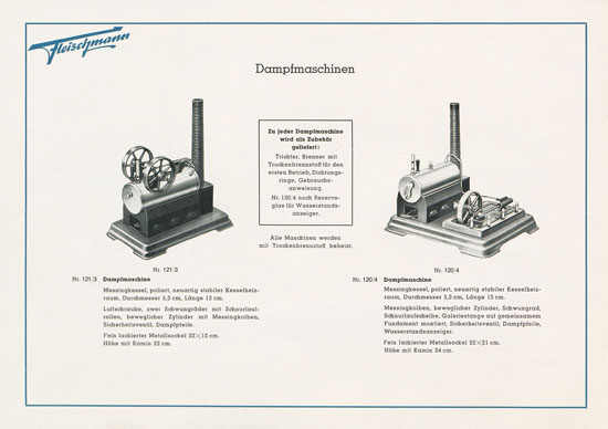 Fleischmann Dampfmaschinen Katalog 1950