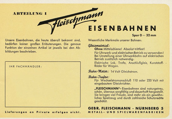 Fleischmann Katalog 1952