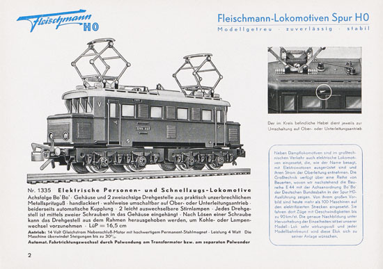 Fleischmann Katalog 1952 Spur H0