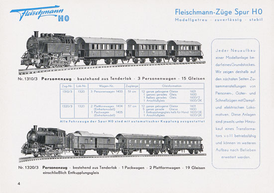 Fleischmann Katalog 1952 Spur H0