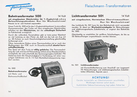 Fleischmann Katalog 1952 Spur H0