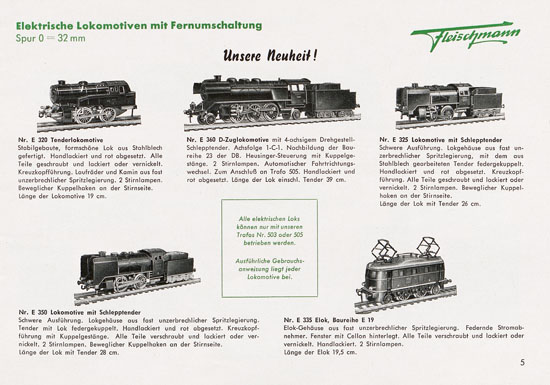 Fleischmann Katalog 1953 Spur 0