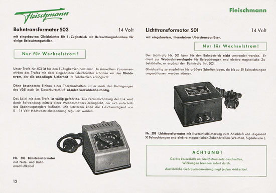 Fleischmann Katalog 1953 Spur 0