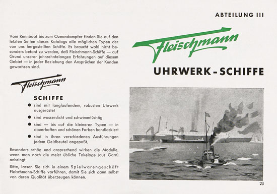 Fleischmann Katalog 1953 Spur 0