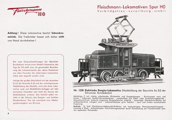 Fleischmann Katalog 1953 Spur H0