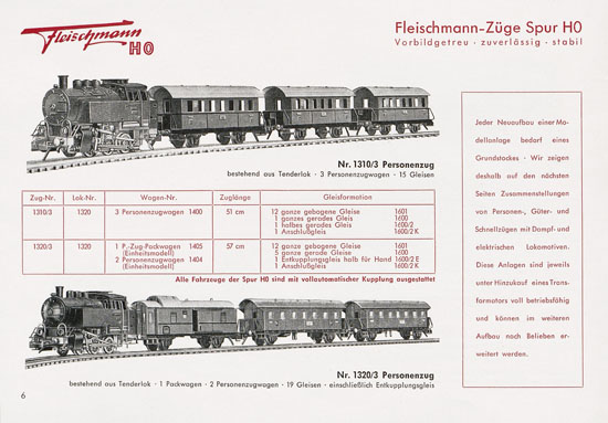Fleischmann Katalog 1953 Spur H0