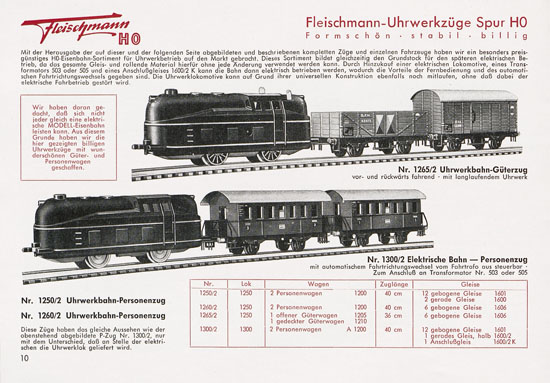 Fleischmann Katalog 1953 Spur H0