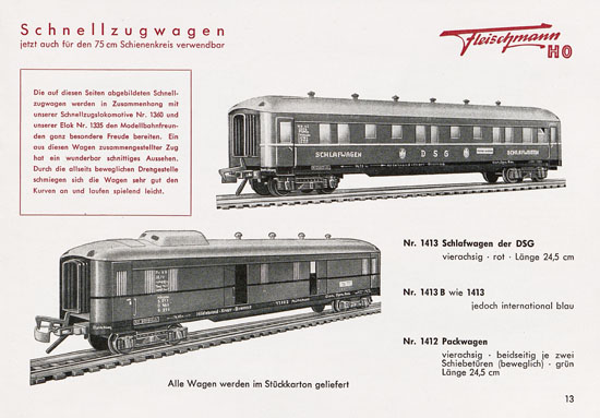 Fleischmann Katalog 1953 Spur H0