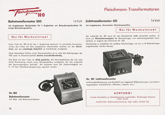 Fleischmann Katalog 1953 Spur H0