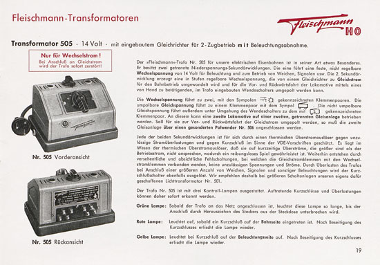 Fleischmann Katalog 1953 Spur H0