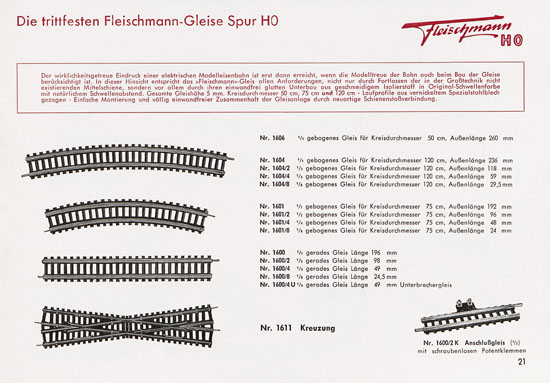 Fleischmann Katalog 1953 Spur H0