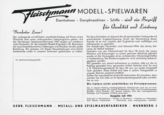 Seite 2 Fleischmann Katalog 1955