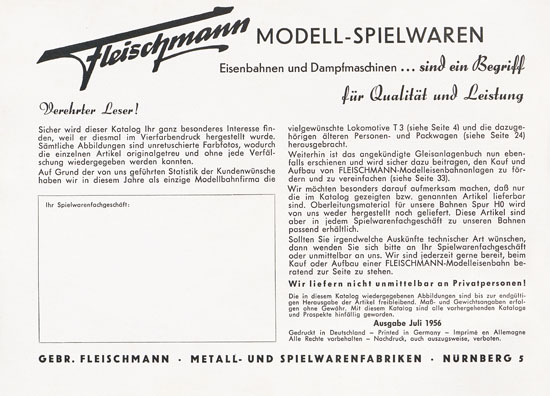 Fleischmann Katalog 1956