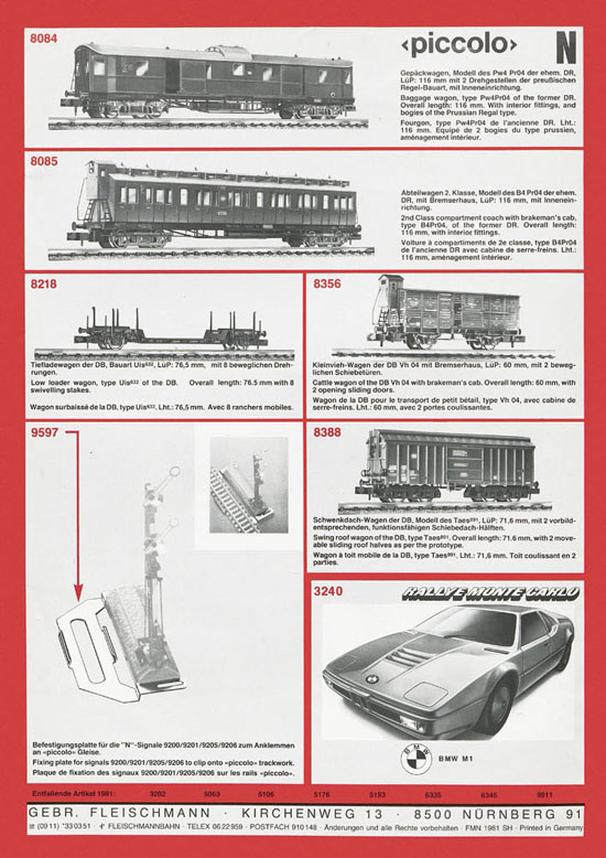 Fleischmann Katalog H0-Neuheiten 1981