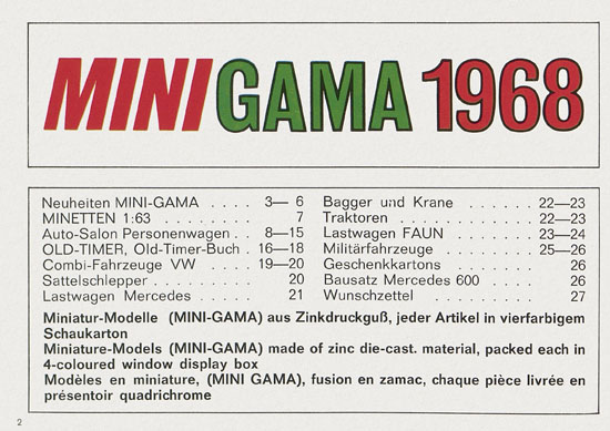 Mini Gama Katalog 1968