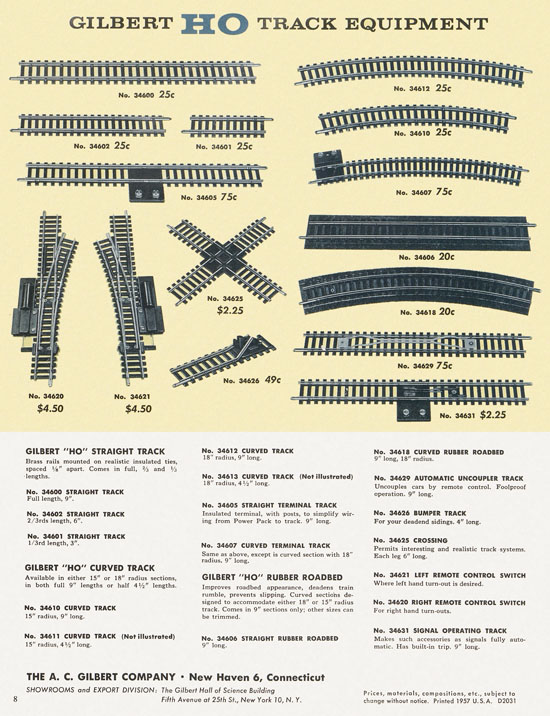 Gilbert H0 Katalog 1957