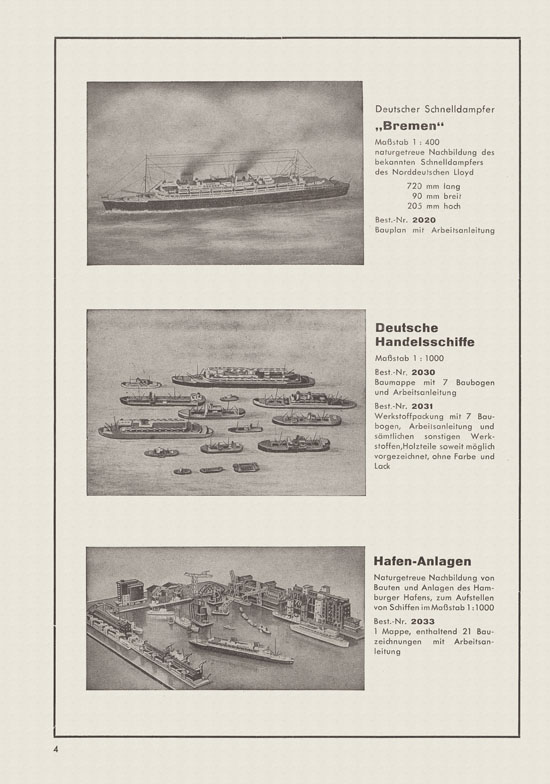 Graubele Katalog Schiffsmodelle und Boote 1952