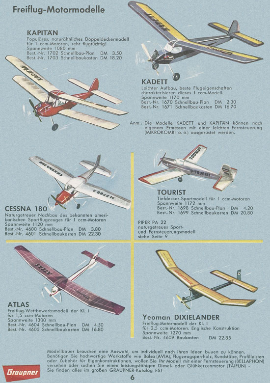 Graupner Flug- und Schiffsmodellbau Prospekt 1960