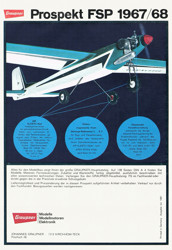 Graupner Flug- und Schiffsmodellbau Prospekt 1967-1968