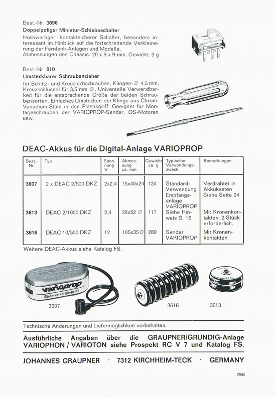 Graupner RC-Handbuch Digitale Fernlenkanlage varioprop 1968