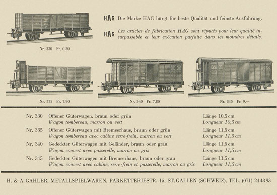 HAG Neuheiten 1954