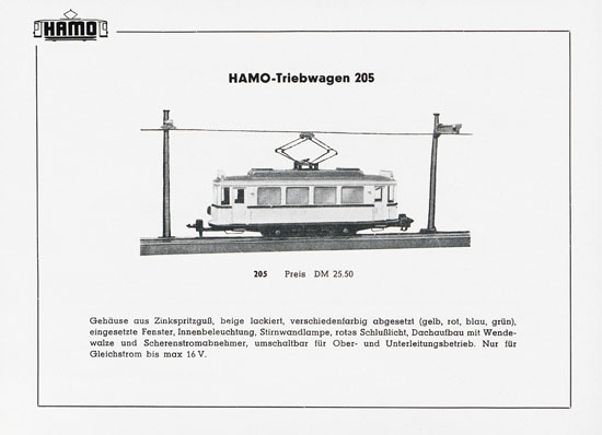 Hamo Katalog Strassenbahn 1956