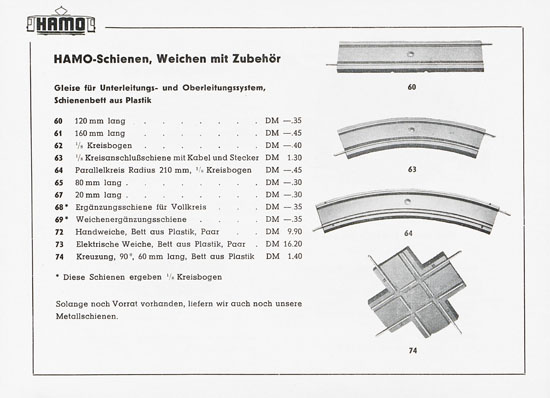 Hamo Katalog Strassenbahn 1956