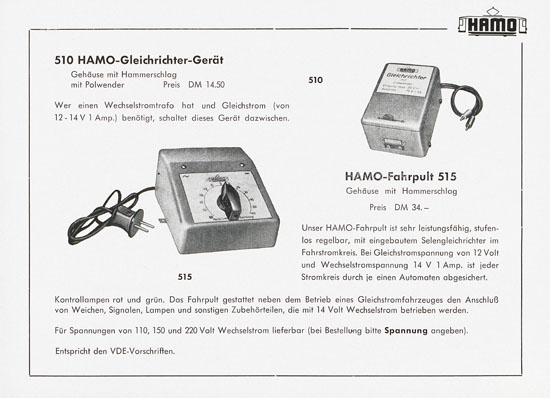 Hamo Katalog Strassenbahn 1957