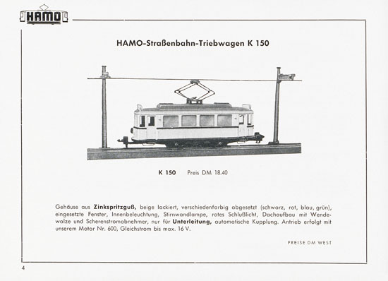 Hamo Katalog Strassenbahn 1959