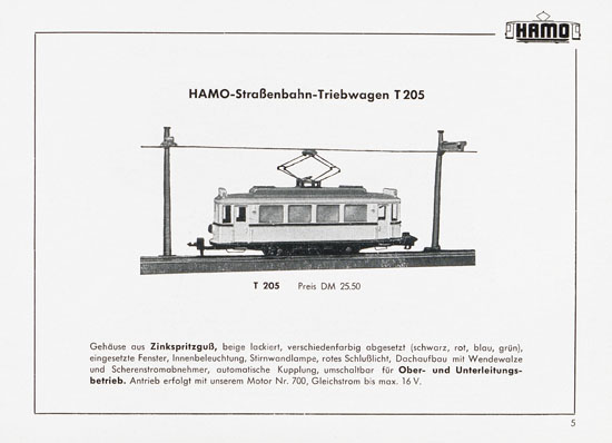Hamo Katalog Strassenbahn 1959