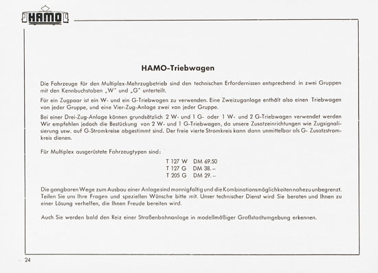 Hamo Katalog Strassenbahn 1959