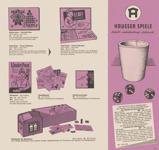 Hausser Qualitäts-Spielwaren Katalog 1964