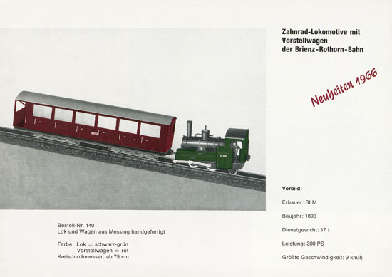 Heinzl Modellbahnen Katalog 1966