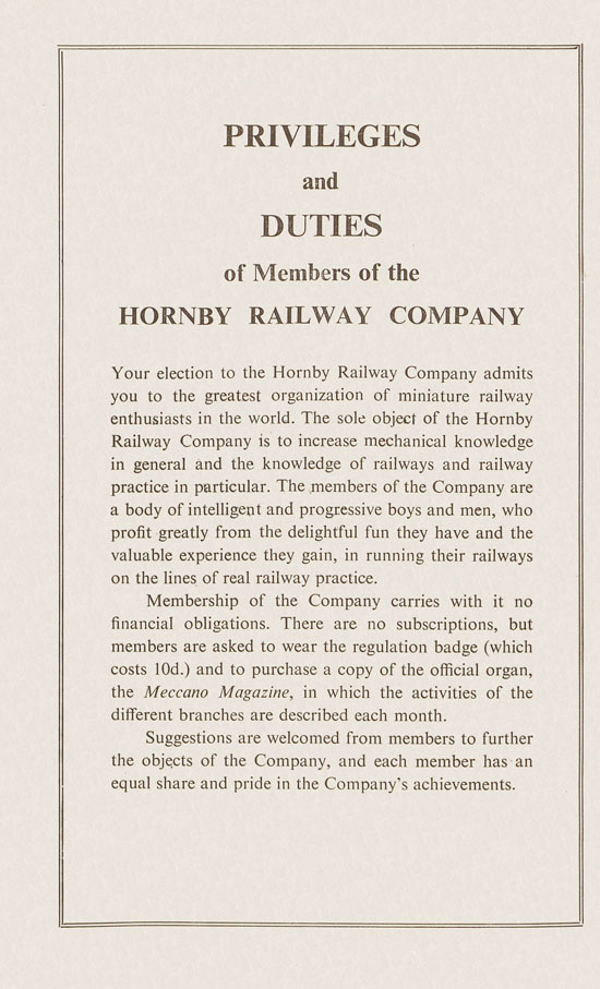 Hornby Railway Company brochure 1955