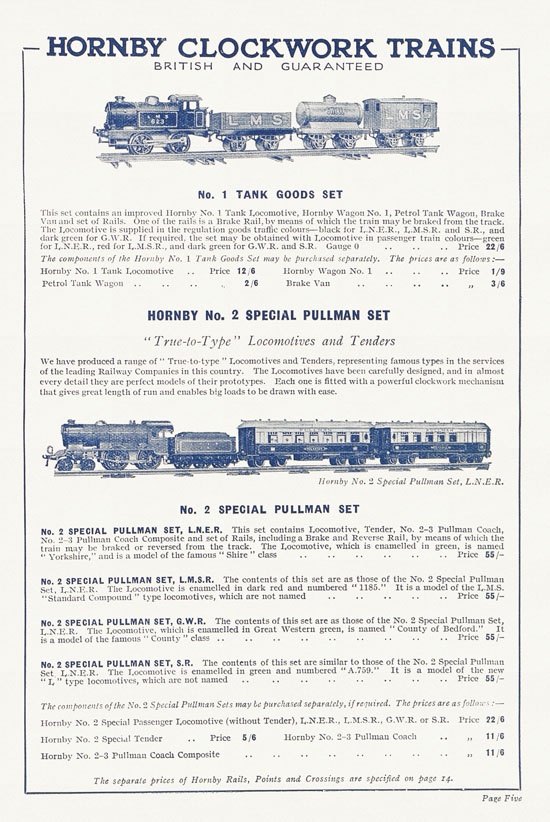 Hornby Trains catalog 1929