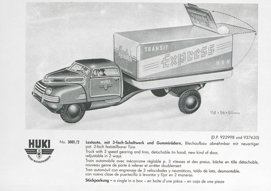 HUKI Patent-Blechspielwaren Händlerkatalog um 1960