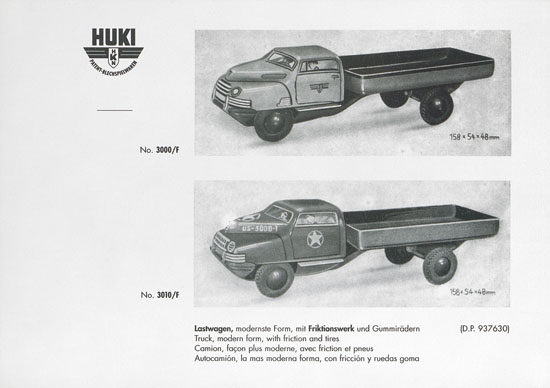 HUKI Patent-Blechspielwaren Händlerkatalog um 1960