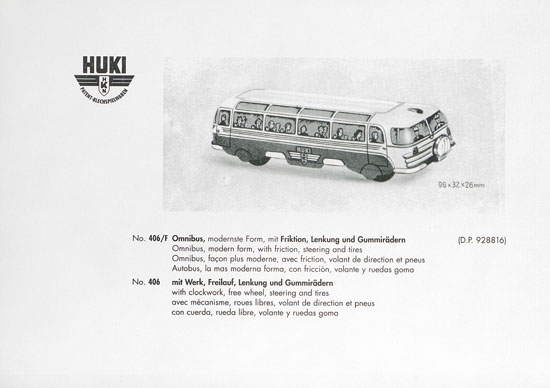 HUKI Patent-Blechspielwaren Händlerkatalog um 1960