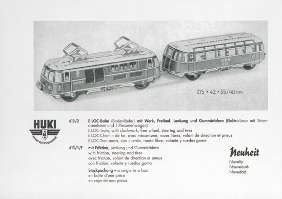 HUKI Patent-Blechspielwaren Händlerkatalog um 1960